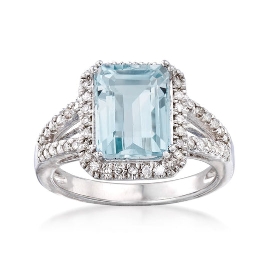 925 Sterling Silver Aquamarine Gemstone Silver Rings