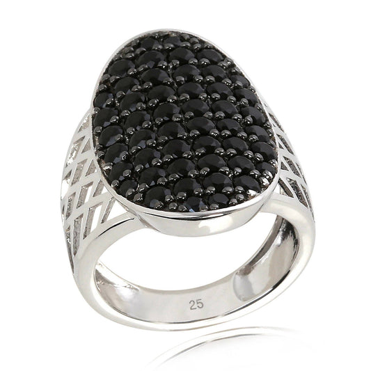 925 Sterling Silver Black Spinel Gemstone Ring