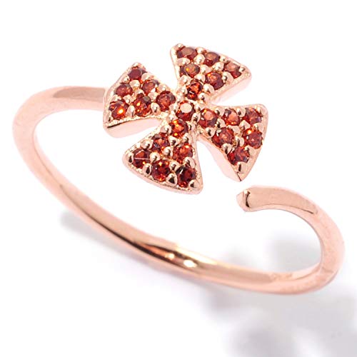 925 Sterling Silver Red Garnet Cross Ring