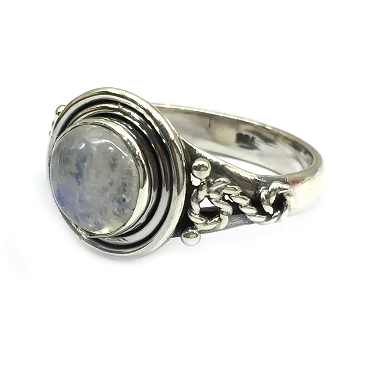 925 Sterling Silver Rainbow Moonstone Solitaire Rings