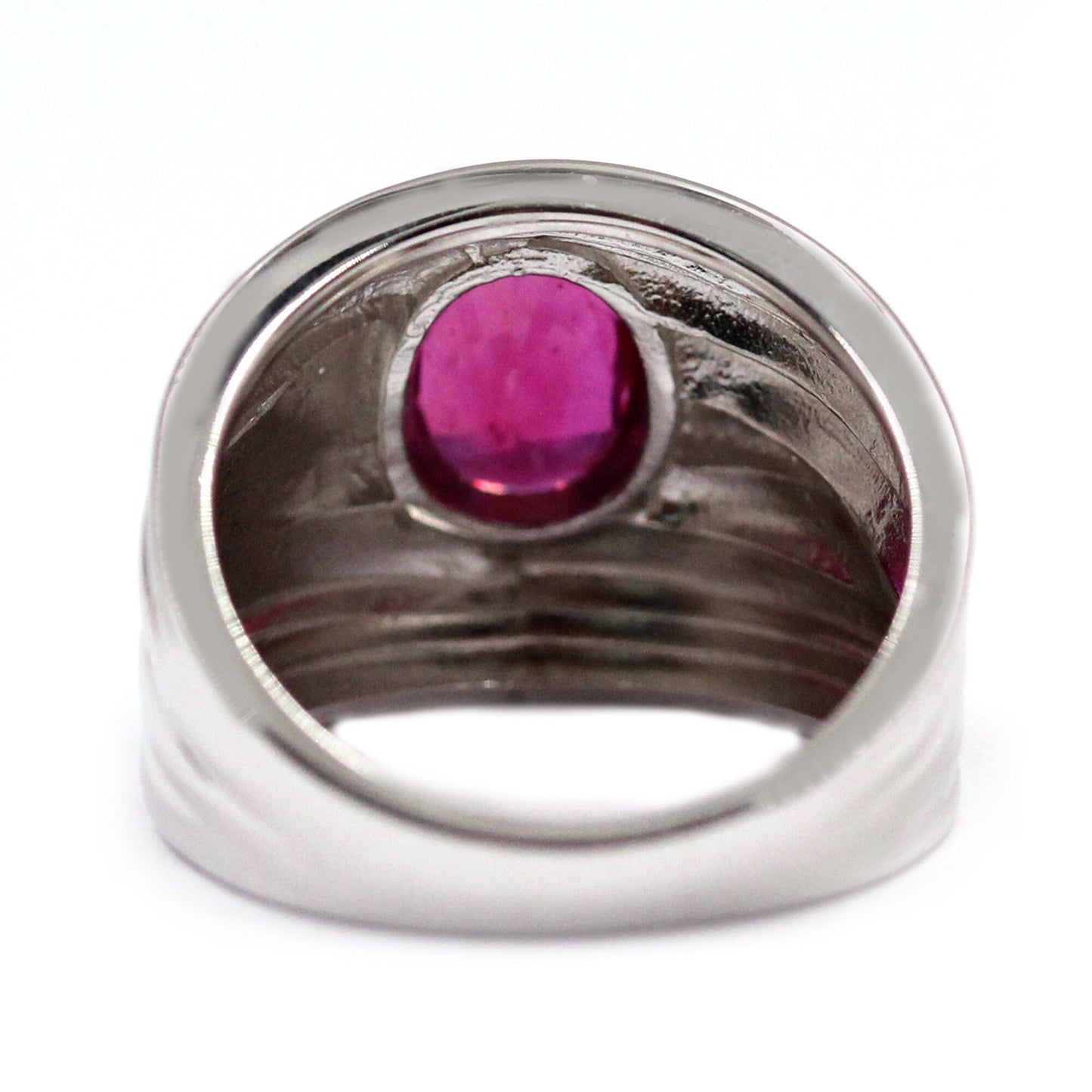 925 Sterling Silver Glass Filled Ruby Gemstone Cluster Ring