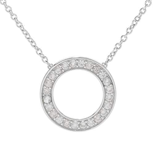 Pinctore Sterling Silver White Zircon Charm Pendant w/ 16" Chain