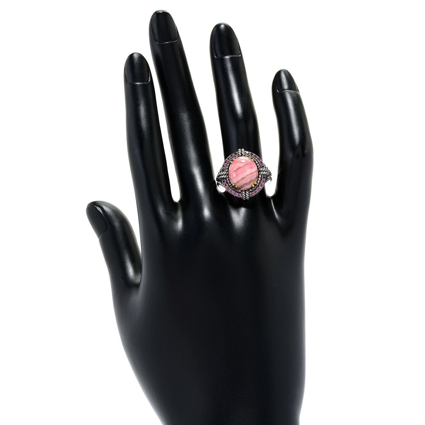 925 Sterling Silver Rhodochrosite Gemstone Solitaire Ring