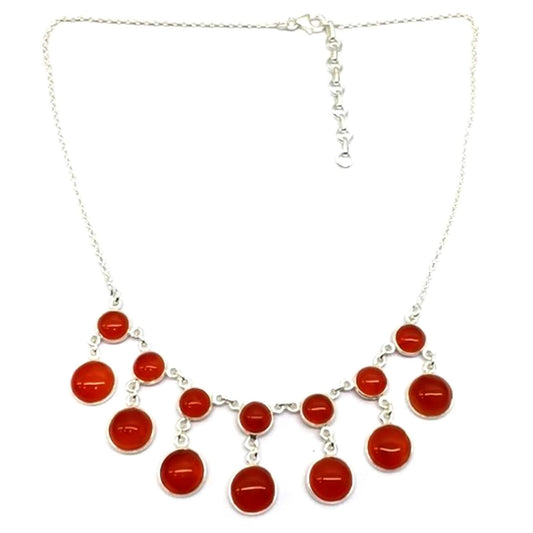 Natural Carnelian Gemstone Necklace, 925 Sterling Silver, Necklace For Women, Necklace 18", Fine Jewelry, Gift For Her