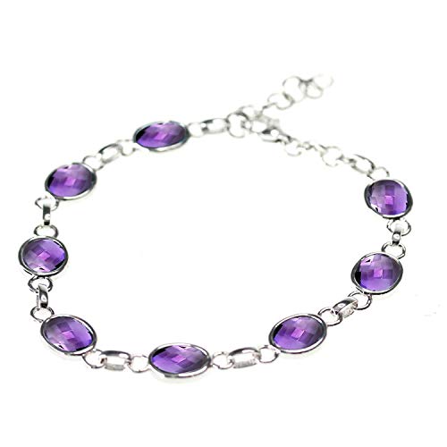 925 Sterling Silver African Amethyst Gemstone Chain & Link Bracelets