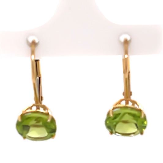 14Kt Gold Peridot Dangle Earrings