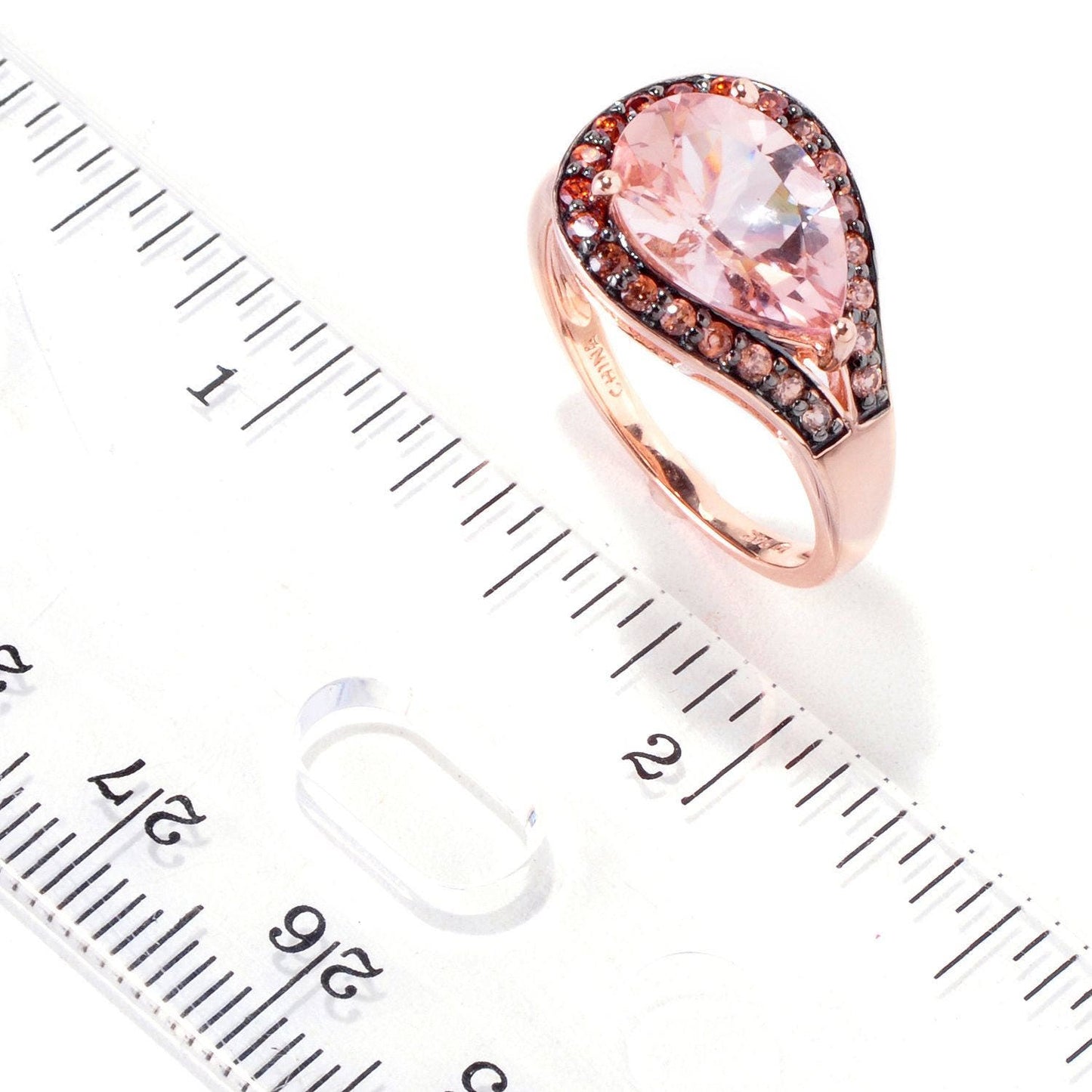 Pinctore Sterling Silver 2.8ctw Peach Morganite & Shades of Zircon Ring Sz 7