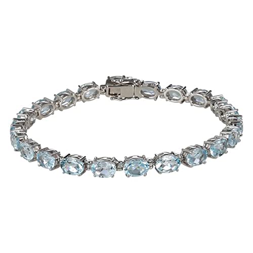 Sterling Silver Sky Blue Topaz Gemstone Chain & Link Bracelets