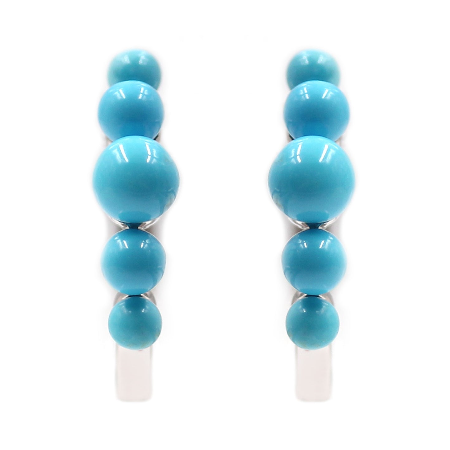 925 Sterling Silver Sleeping Beauty Turquoise Hoop Earrings