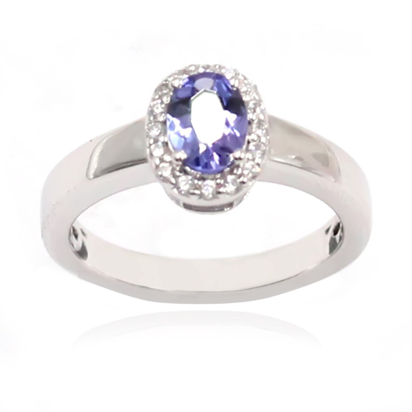 925 Sterling Silver Tanzanite Gemstone Halo Ring