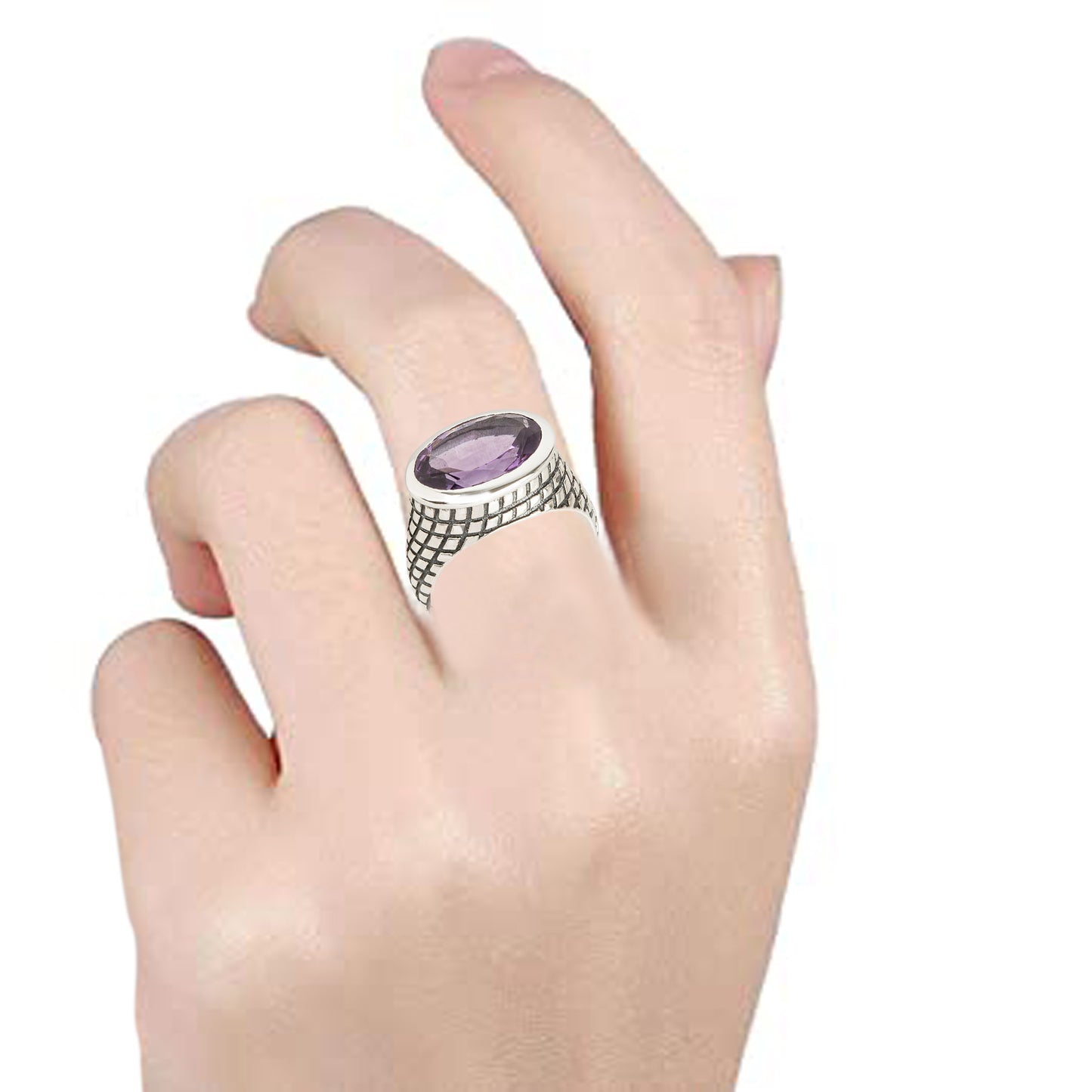 925 Sterling Silver Brazilian Amethyst Solitaire Rings