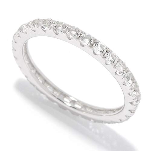 925 Sterling Silver White Topaz Gemstone Eternity Band Ring For Women's And Girls