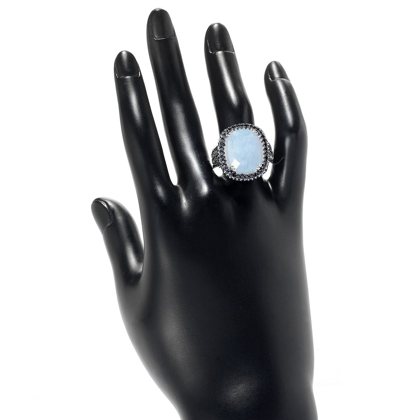 925 Sterling Silver Milky Aquamarine Gemstone Cocktail Rings