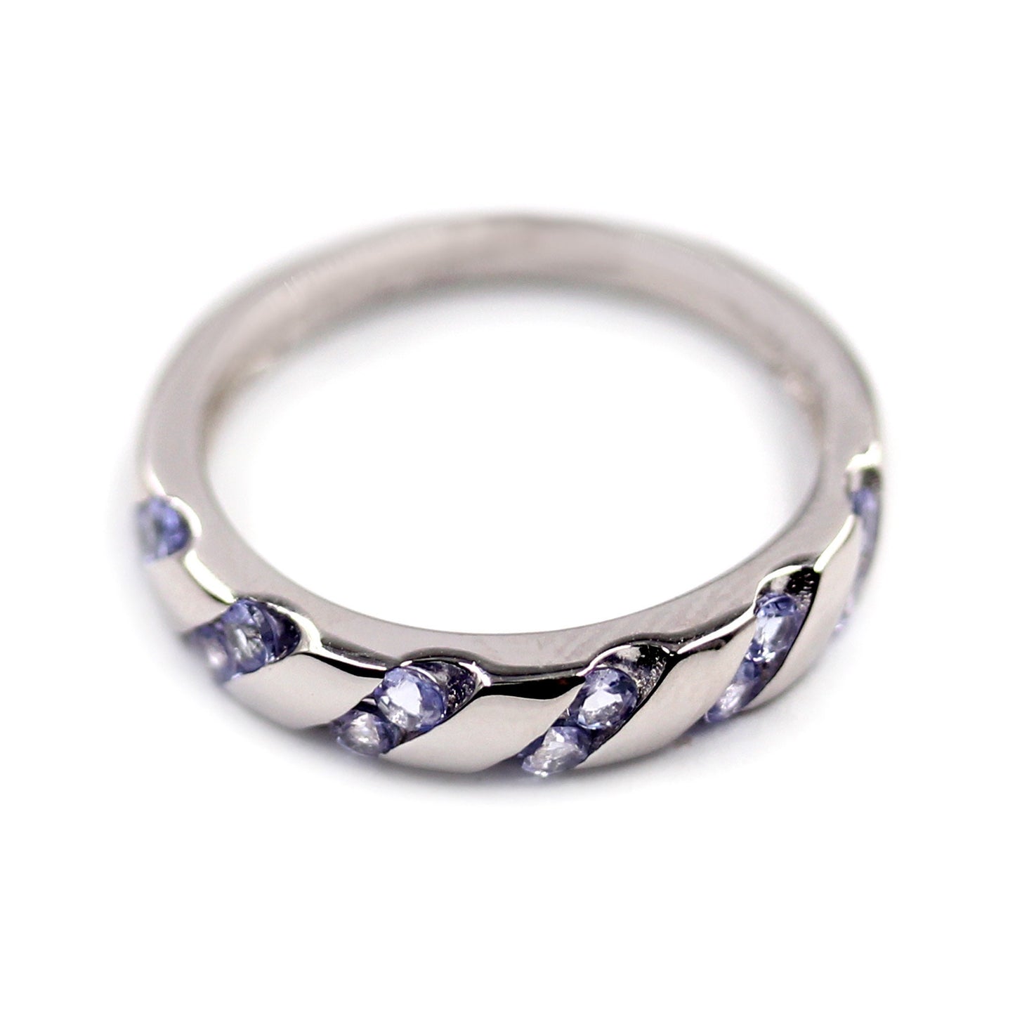 925 Sterling Silver Tanzanite Eternity Band Ring