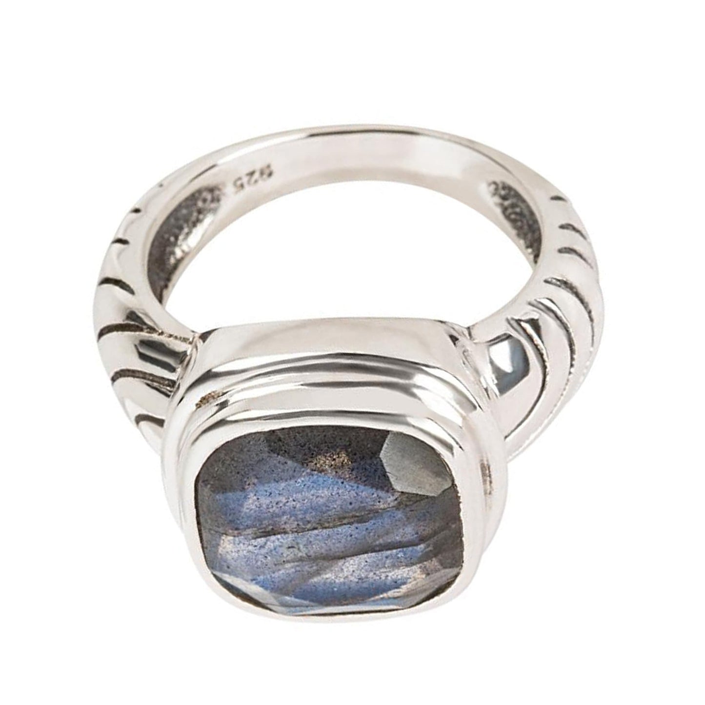 925 Sterling Silver Labradorite Gemstone Solitaire Rings