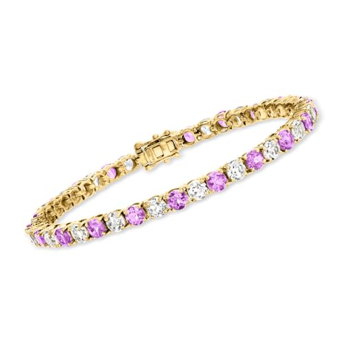 18K Yellow Gold Plated Over Sterling Silver Multi Gemstone Tennis Bracelets