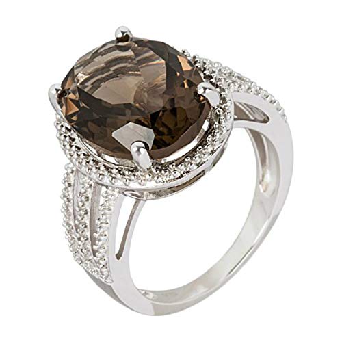 925 Sterling Silver Smoky Quartz Gemstone Solitaire Ring