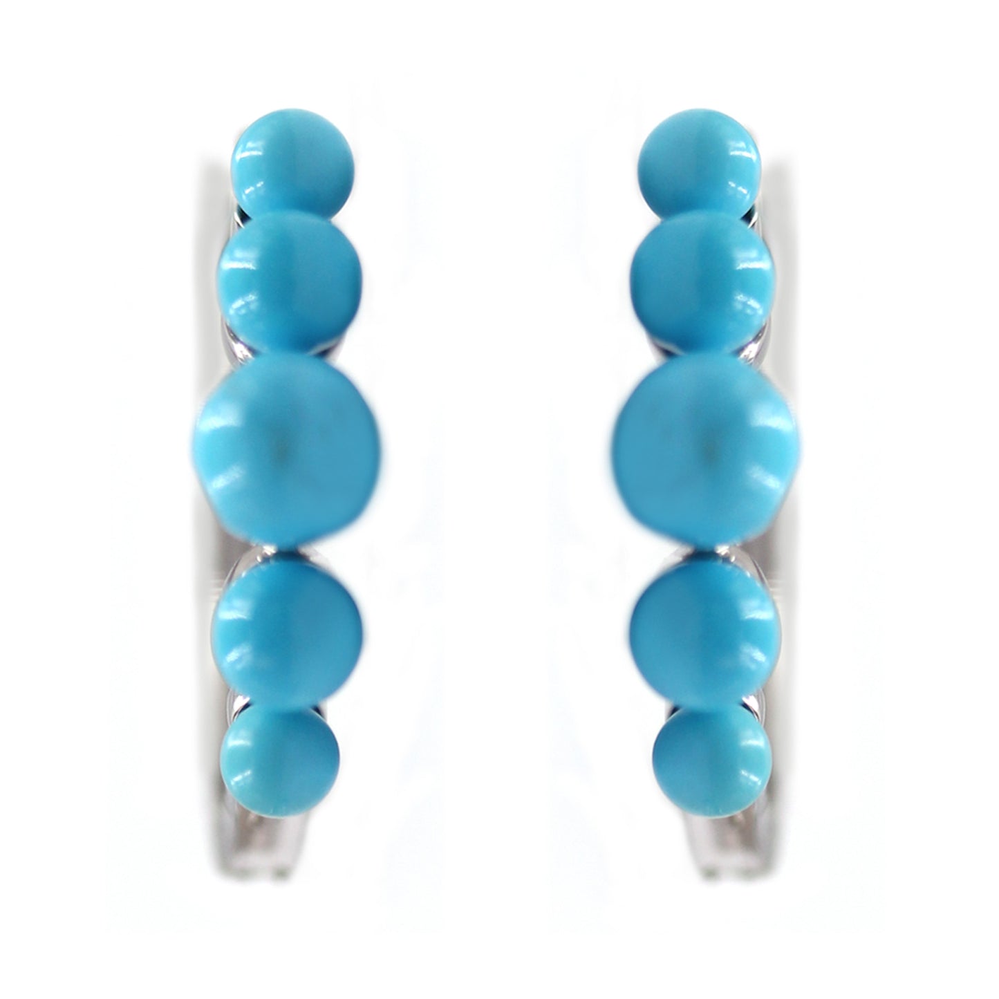 925 Sterling Silver Sleeping Beauty Turquoise Hoop Earrings