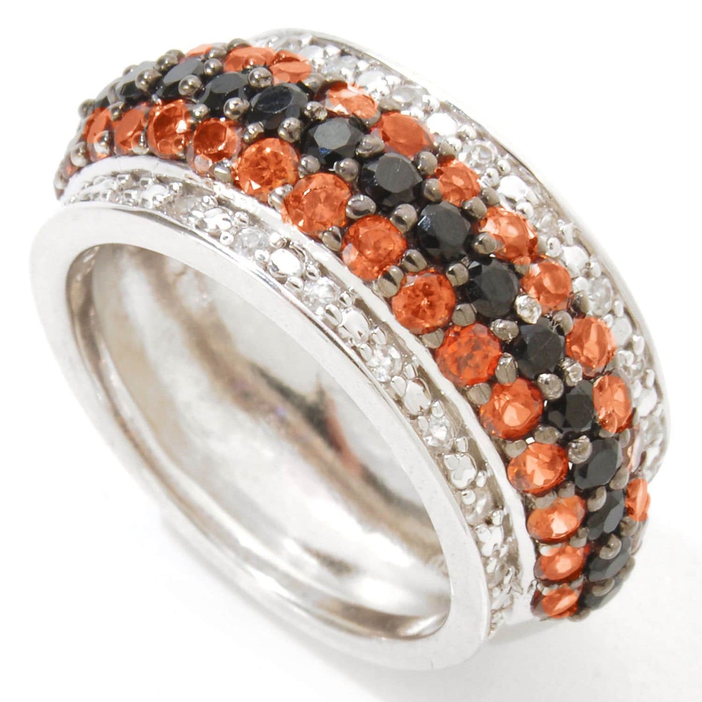 925 Sterling Silver Brown Zircon and Black Spinel Gemstone Eternity Rings