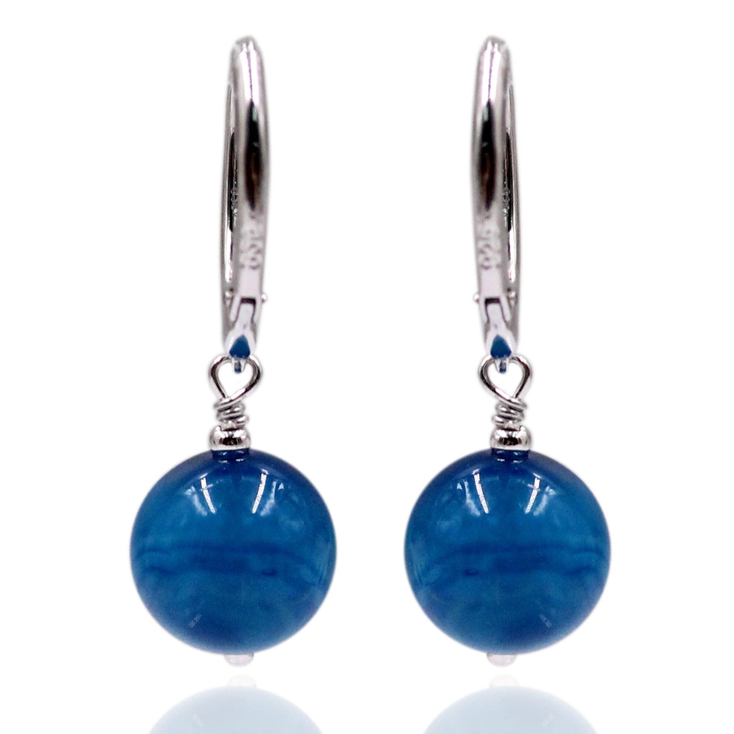 925 Sterling Silver Pink Agate And Aqua Agate Beads Gemstone Bracelet And Earrings Set