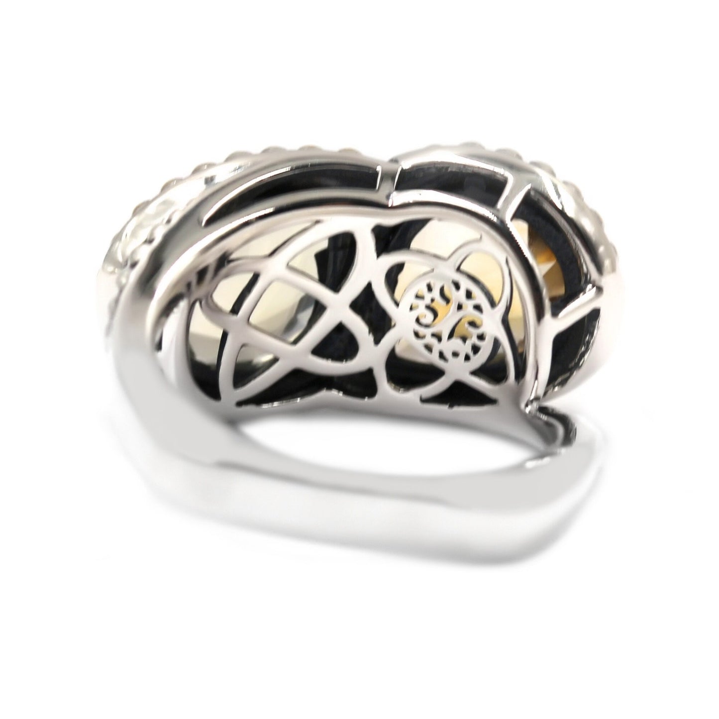 925 Sterling Silver Black Spinel and White Topaz Gemstone Bypass Ring