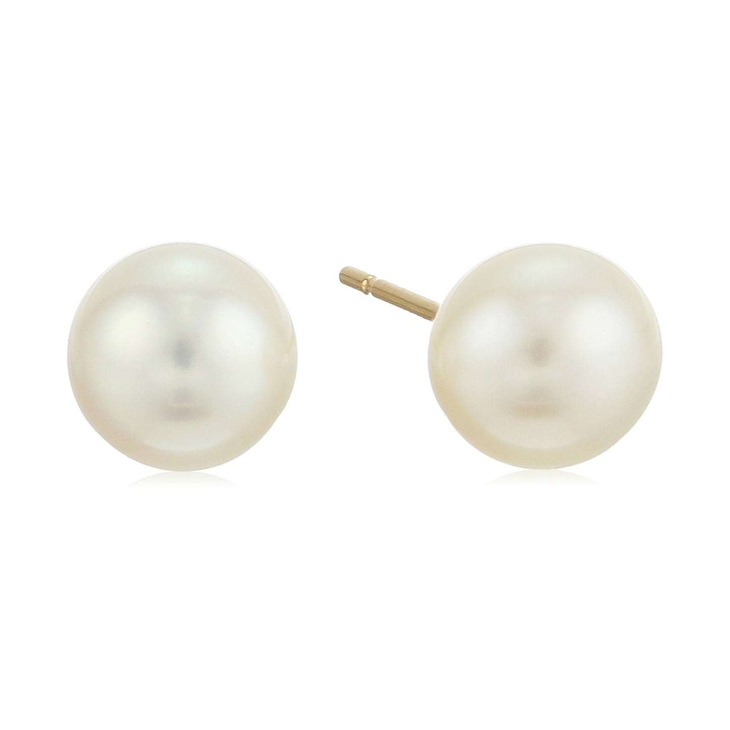 14KT Gold Fresh Water Pearl 7.5mm Round Stud Earrings For Women's And Girls