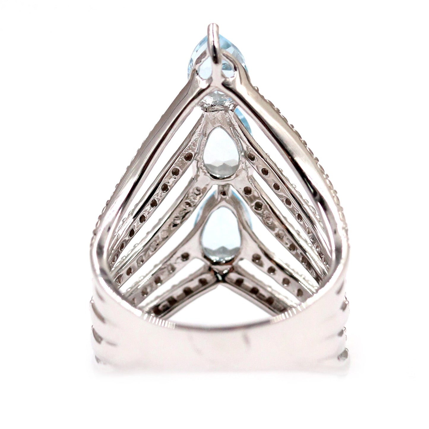 925 Sterling Silver Sky Blue Topaz 3-Stone Ring