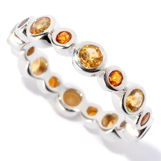 925 Sterling Silver Citrine and madeira Citrine Gemstone Band Ring