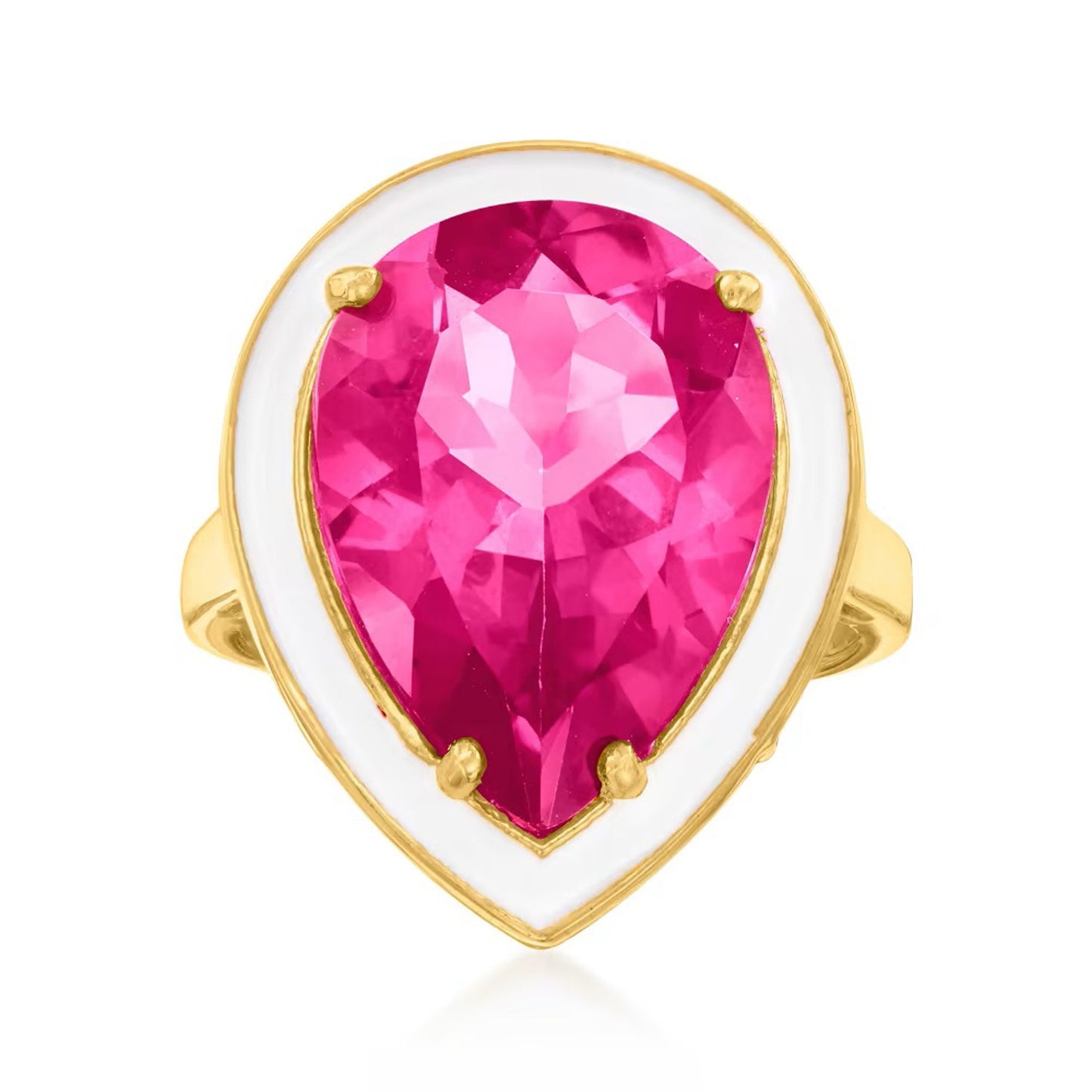 18K Yellow Gold Plated Over Sterling Silver Pink Topaz Gemstone Solitaire Boho Ring