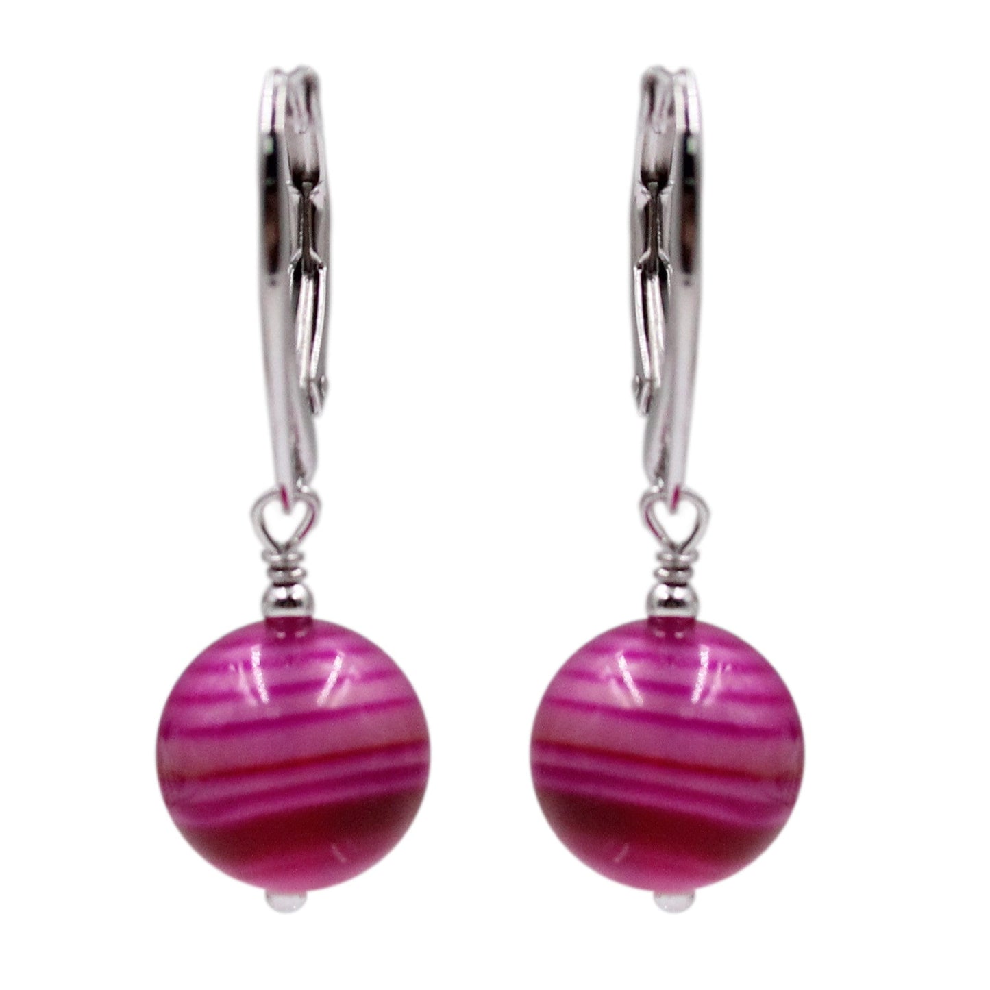 925 Sterling Silver Pink Agate And Aqua Agate Beads Gemstone Bracelet And Earrings Set