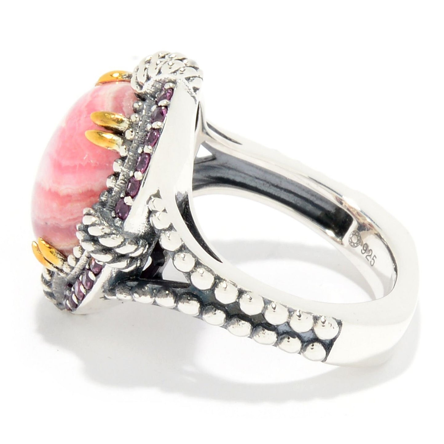 925 Sterling Silver Rhodochrosite Gemstone Solitaire Ring