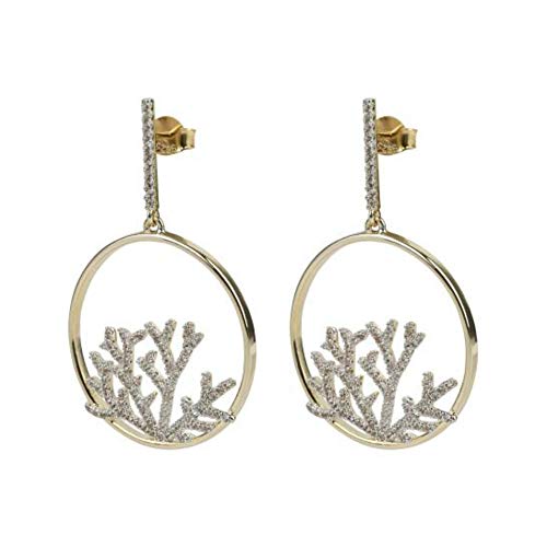 Yellow Gold Over Sterling Silver White Zircon Dangle & Drop Earrings