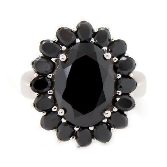 925 Sterling Silver Black Spinel Gemstone Ring