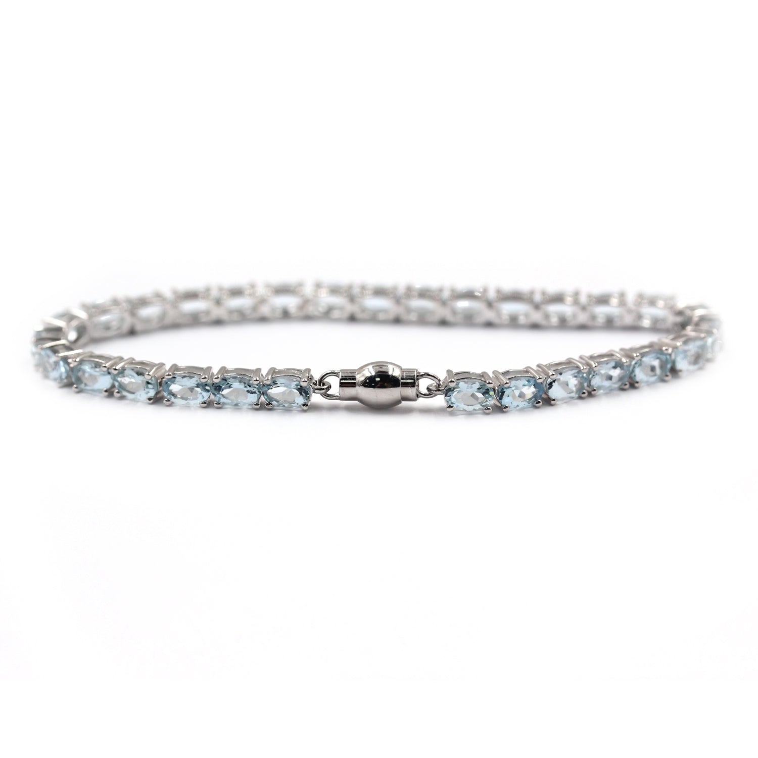 925 Sterling Silver Aquamarine Gemstone Tennis Bracelet – Pinctore