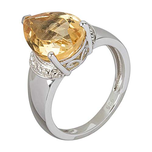925 Sterling Silver Citrine Gemstone Solitaire Ring