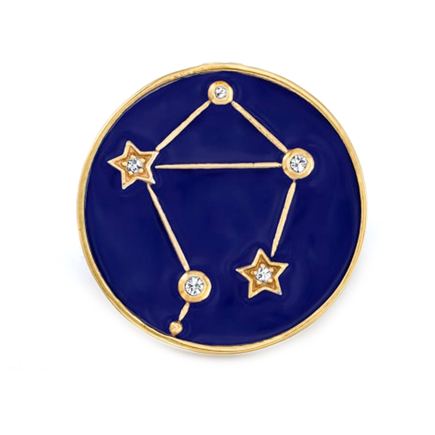 White Zircon With Blue Enamel Zodiac Constellation Ring, 925 Sterling Silver Over Gold Plated Ring, Anniversary Gift, Gift For Her