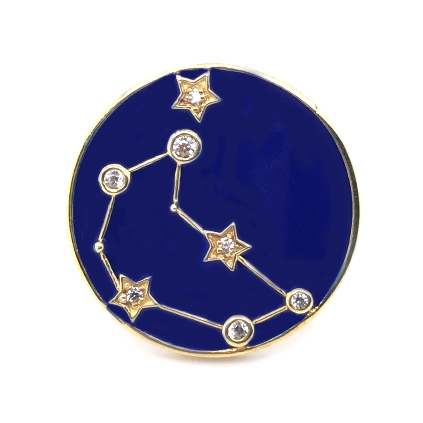 White Zircon With Blue Enamel Zodiac Constellation Ring, 925 Sterling Silver Over Gold Plated Ring, Anniversary Gift, Gift For Her