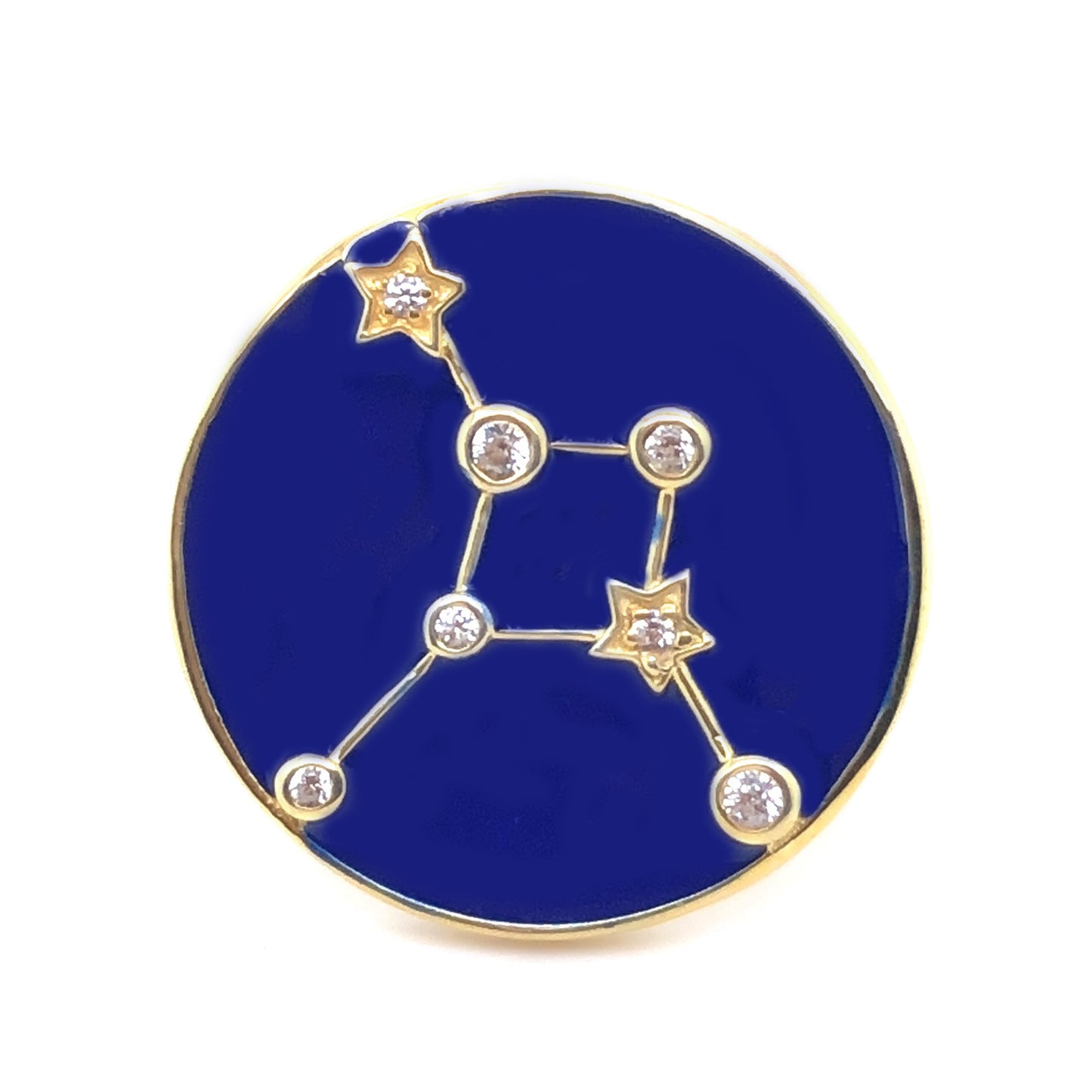 White Zircon With Blue Enamel Zodiac Constellation Ring, 925 Sterling Silver Over Gold Plated Ring, Anniversary Gift, Gift For Her