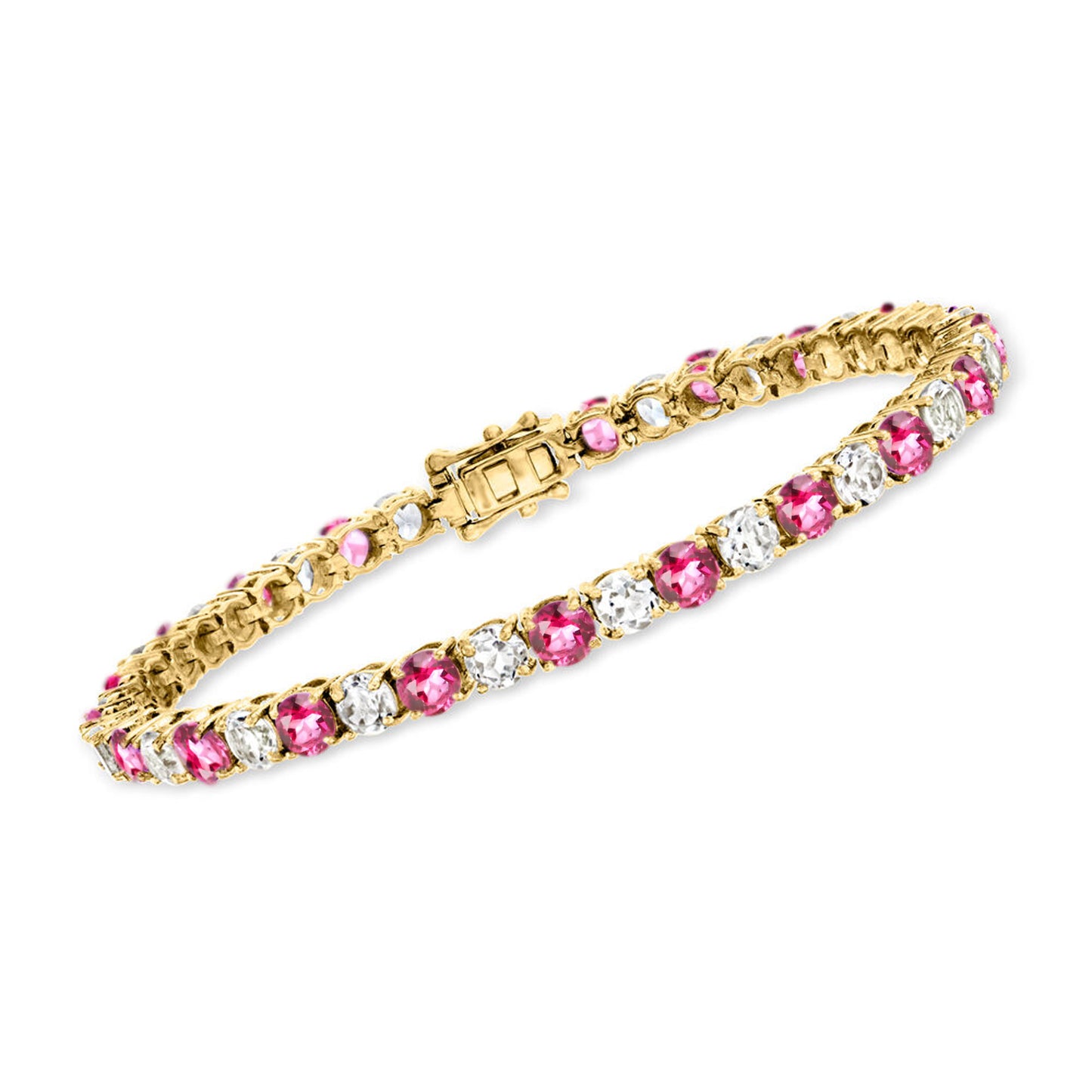 18K Yellow Gold Plated Over Sterling Silver Multi Gemstone Tennis Bracelets