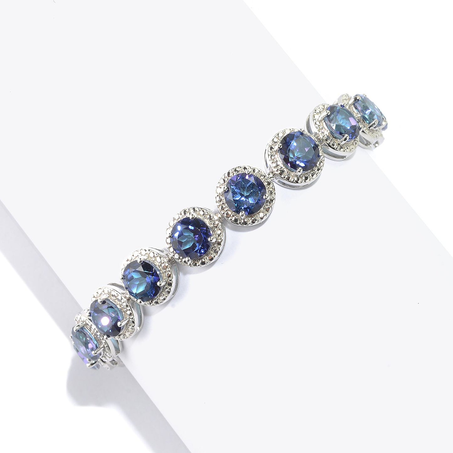 Pinctore Sterling Silver Mystic Topaz & Blue Quartz Bracelets