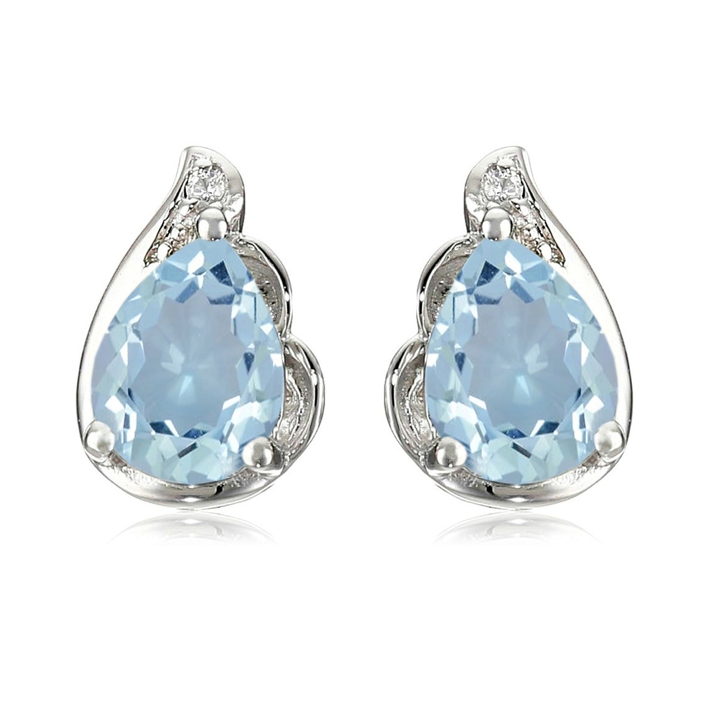 925 Sterling Silver Green Amethyst And Sky Blue Topaz Gemstone Stud Earrings