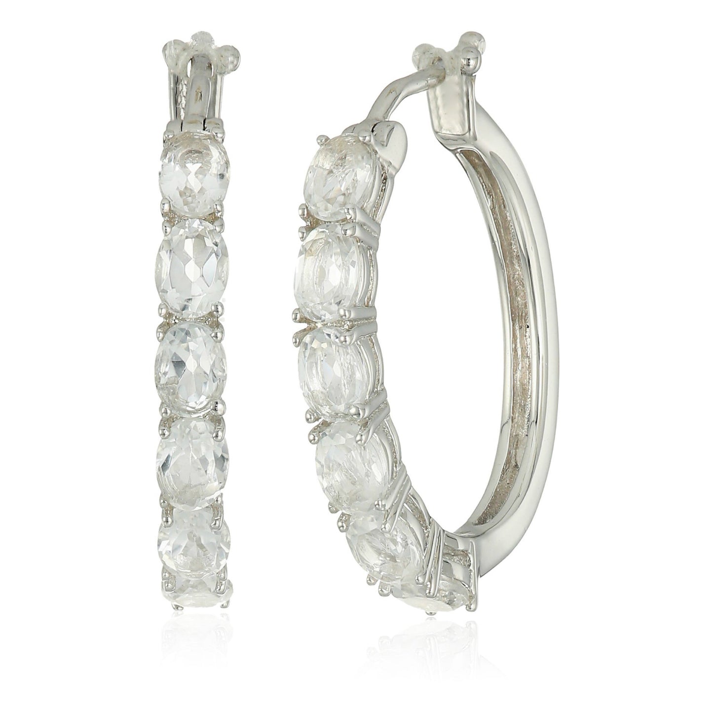 Pinctore Sterling Silver Tanzanite Oval Hoop Earrings, 3/4"