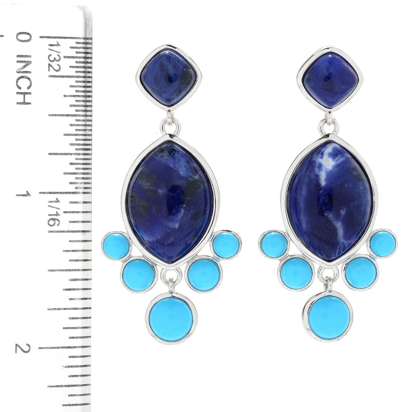 925 Sterling Silver Sodalite,Sonora Beauty Turquoise Earrings