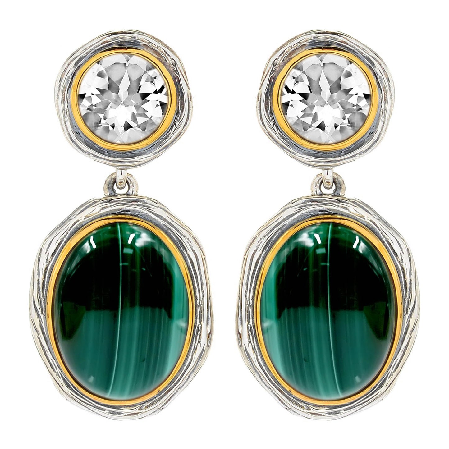 925 Sterling Silver Tiger Eye,Citrine Gemstone Dangle Earrings