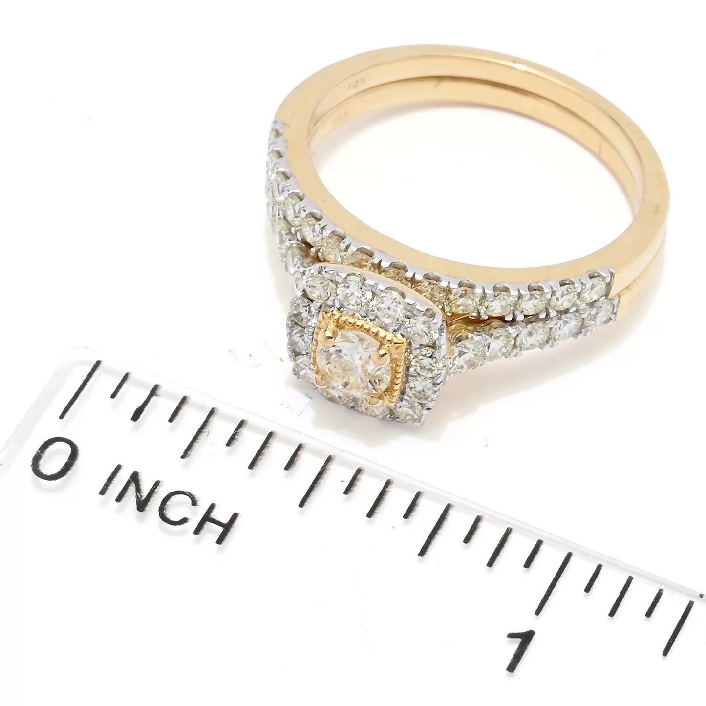 14K Gold Polished 1.01ctw Diamond 2-Piece Bridal Set - Size 7