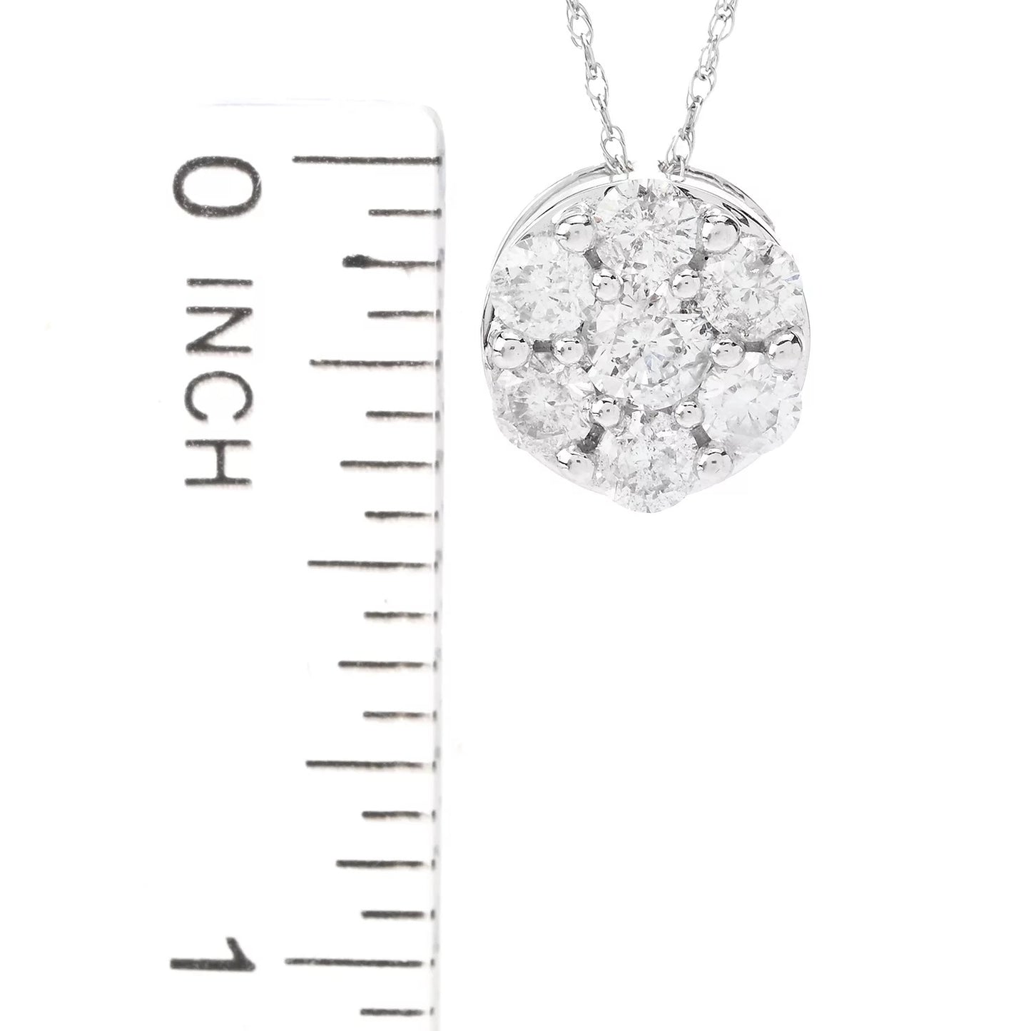 10K White Gold 1.00ctw Diamond Pendant w/ Chain, 1.6 grams