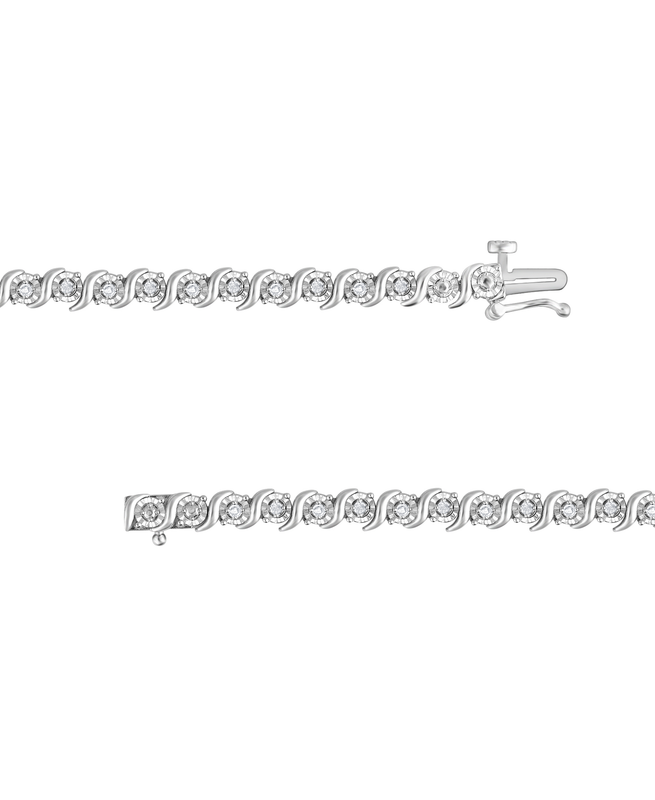 Sterling Silver 1/2 Cttw Round Diamond Bracelet with Prong Setting for Women