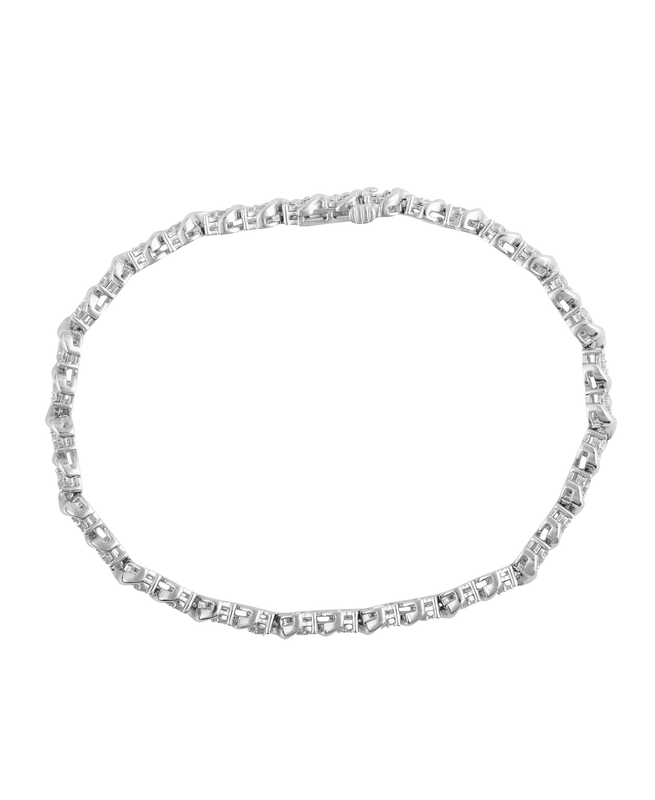 Sterling Silver 1/2 Cttw Round Diamond Bracelet with Prong Setting for Women