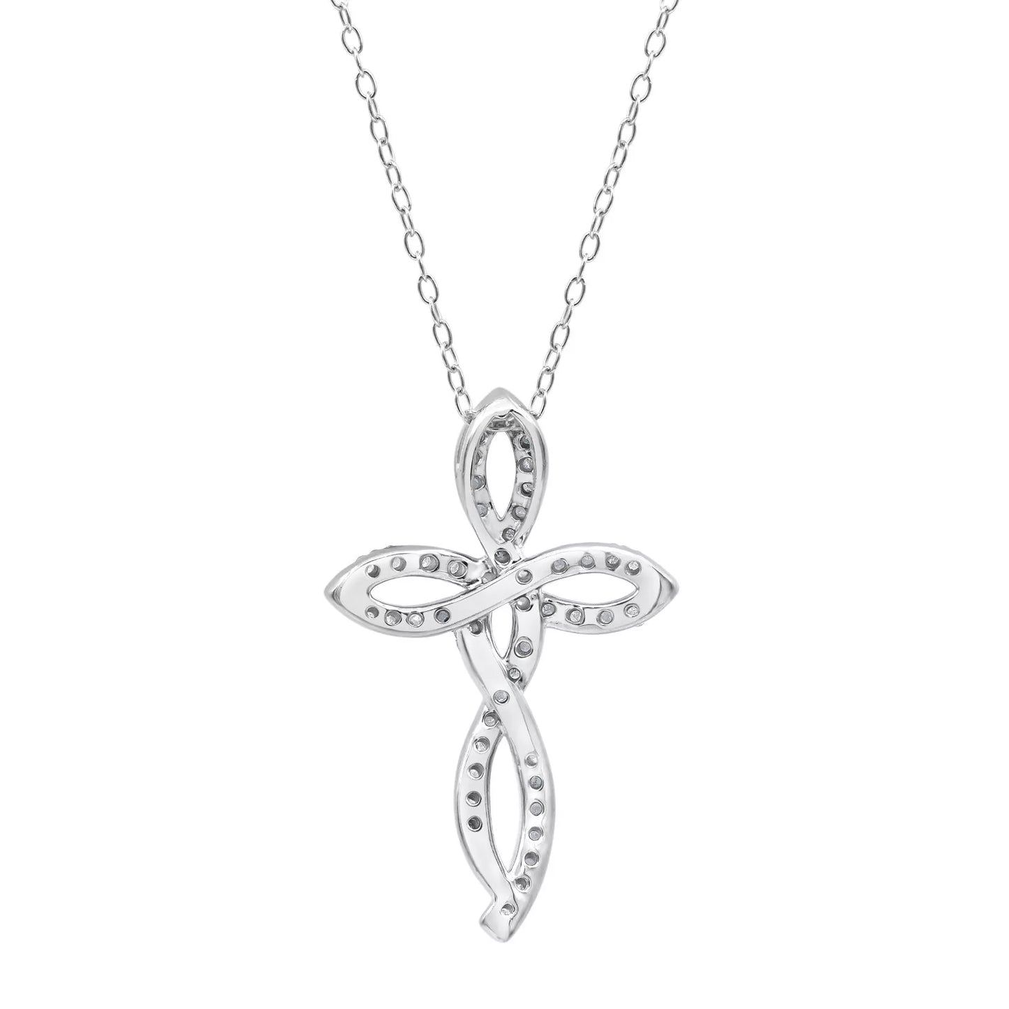 Elegant 0.25 Cttw Diamond Cross Necklace in Sterling Silver, 18 Inches