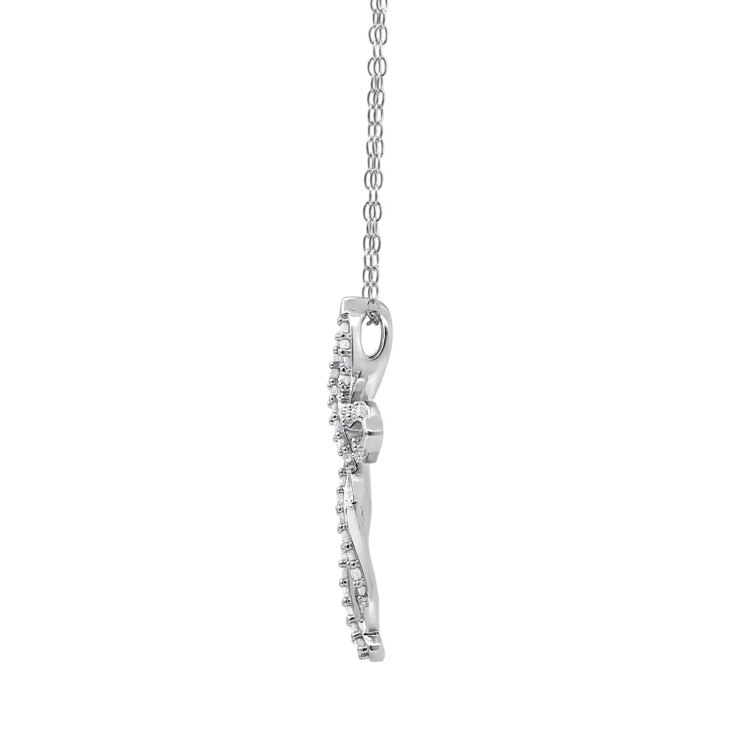 Elegant 0.25 Cttw Diamond Cross Necklace in Sterling Silver, 18 Inches